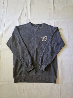 Comfort Colors Charcoal Gray Crewneck Sweatshirt with Bulldog Patch